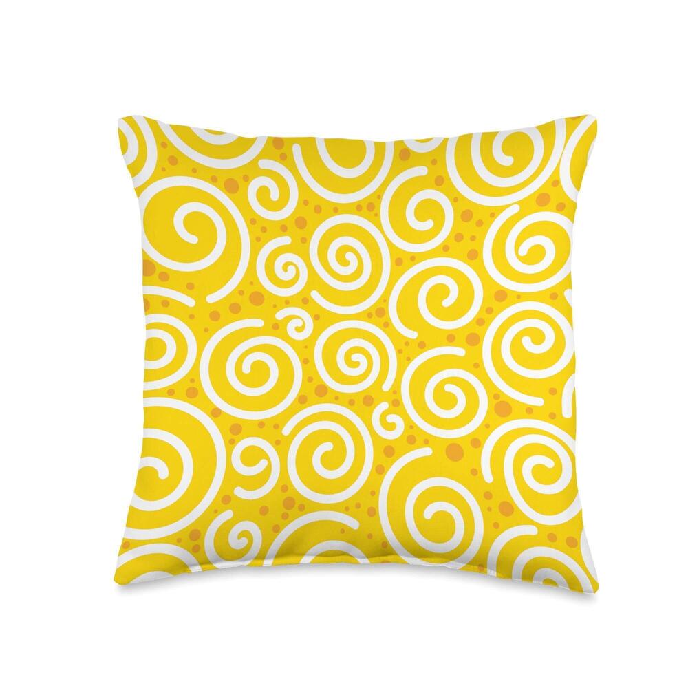 1877 Geometric Throw Pillow Yellow White Scandinavian Bohemian Throw Pillow